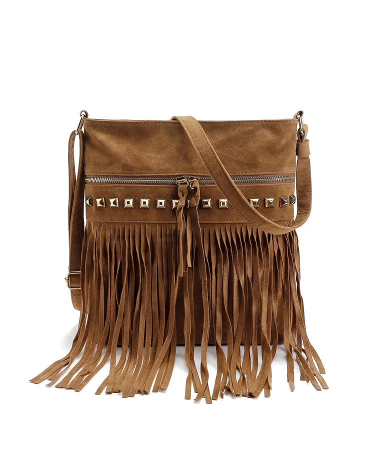 Women's Charming Fashion Suede Rivet Tassel Bags