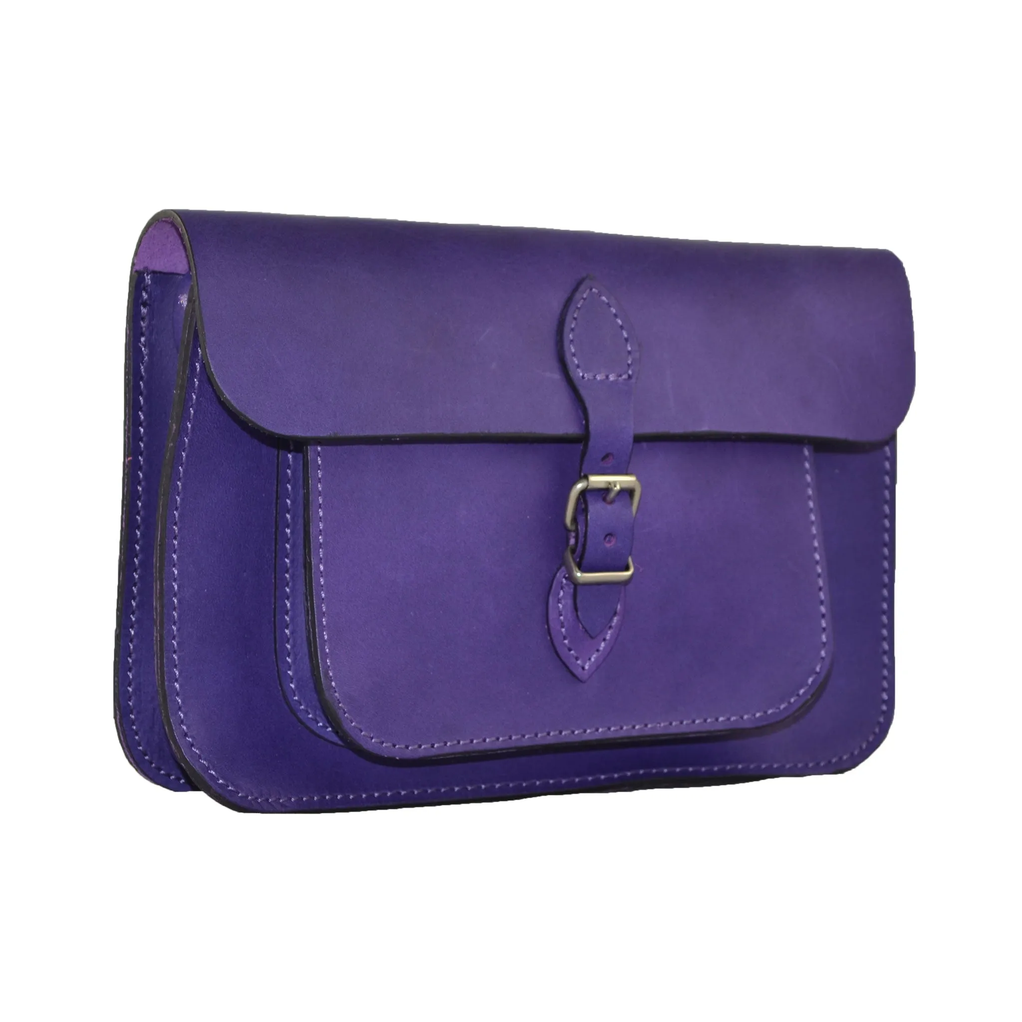 Women's Fine Leather Satchel Bag - Indigo