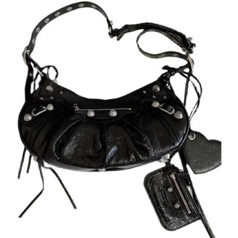 Women's Motorcycle Underarm Rivet Tassel Three-in-one January Crossbody Bags