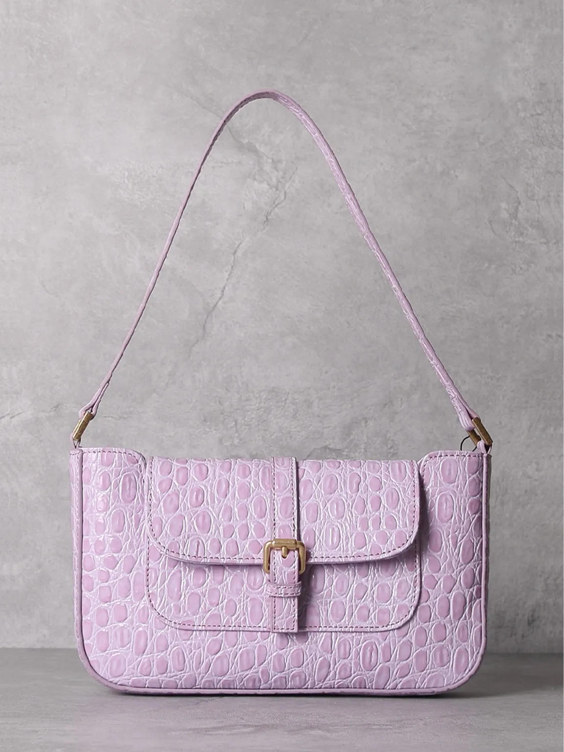 Women's Paris 90s Vintage Baguette Handbag Croc-effect Miranda Shoulder Bag