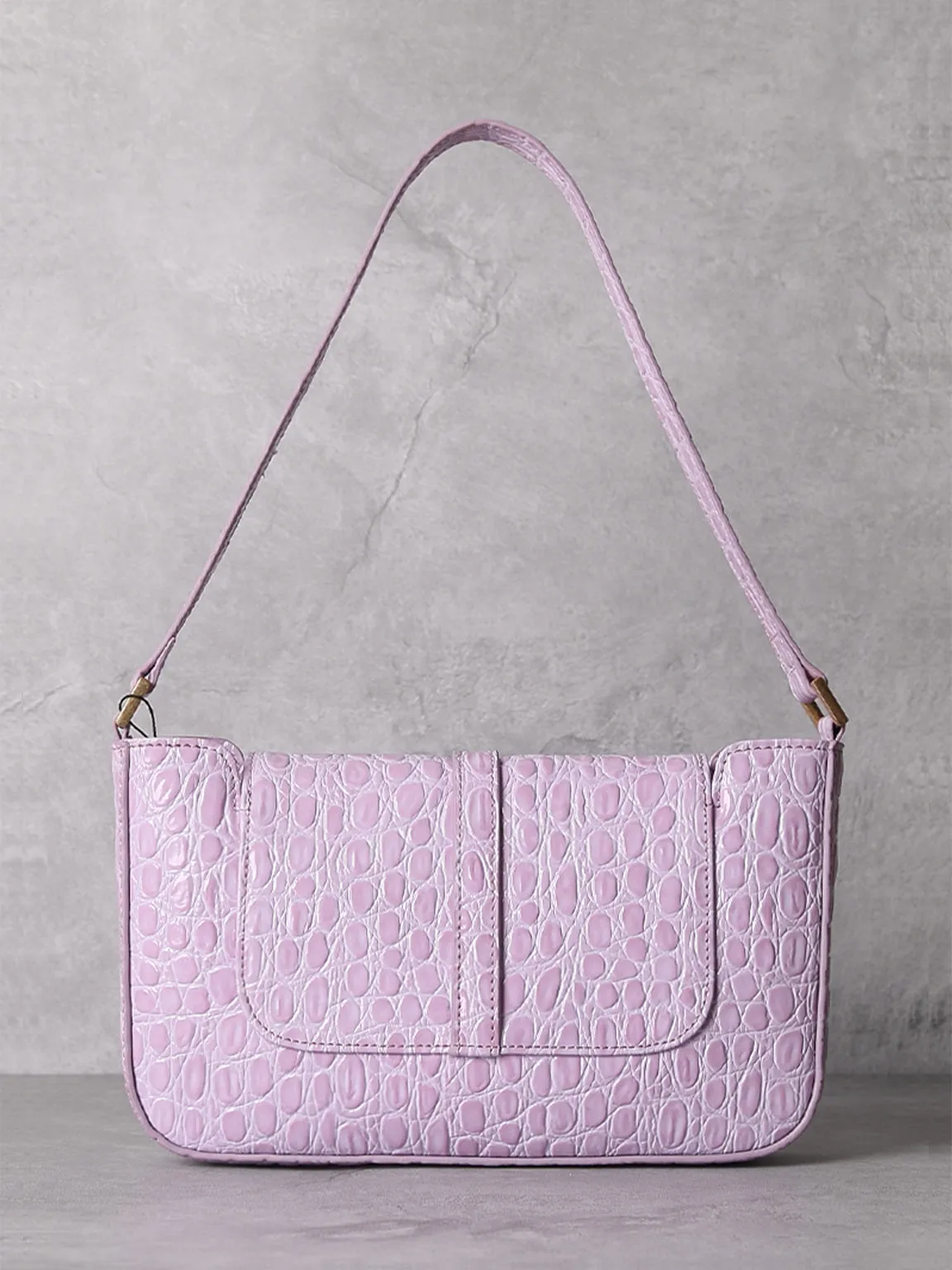 Women's Paris 90s Vintage Baguette Handbag Croc-effect Miranda Shoulder Bag