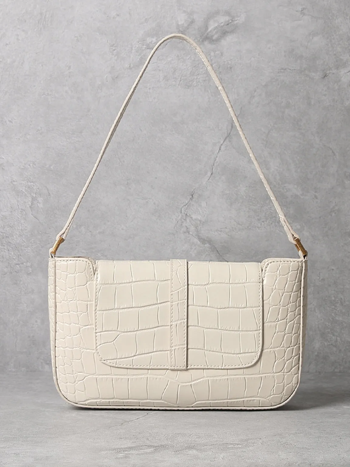 Women's Paris 90s Vintage Baguette Handbag Croc-effect Miranda Shoulder Bag