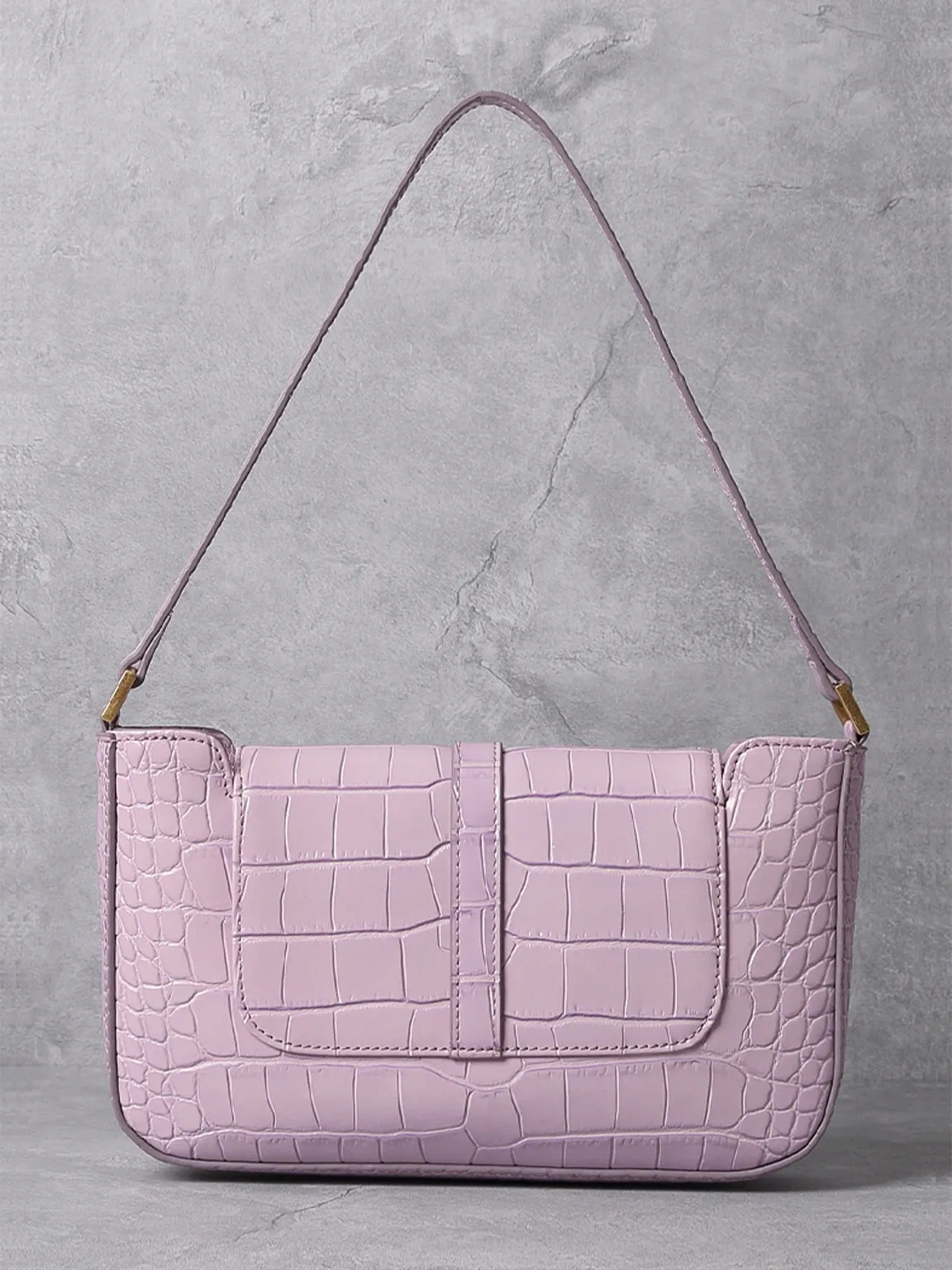 Women's Paris 90s Vintage Baguette Handbag Croc-effect Miranda Shoulder Bag