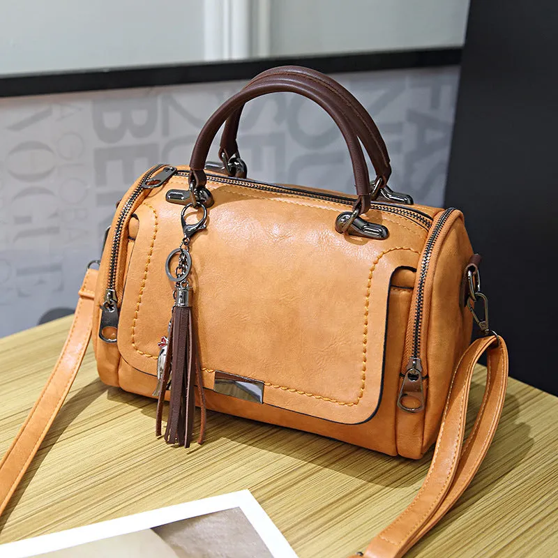 Women's Spring Korean Style Retro Boston Pillow Portable Crossbody Bags