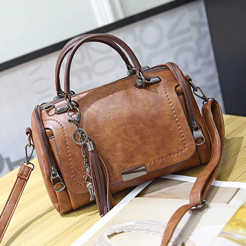 Women's Spring Korean Style Retro Boston Pillow Portable Crossbody Bags
