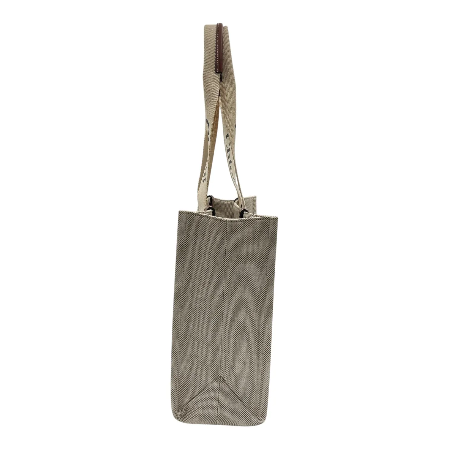 Woody Medium Brown Tote Bag in Canvas, Silver hardware