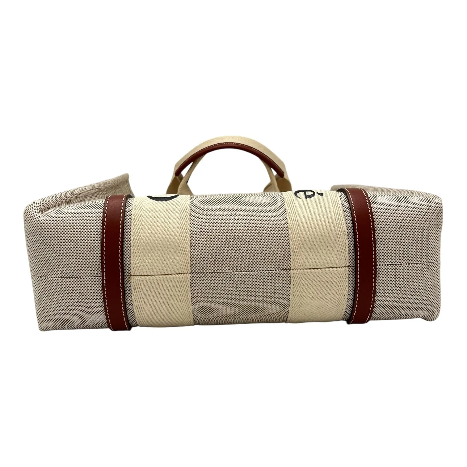 Woody Medium Brown Tote Bag in Canvas, Silver hardware