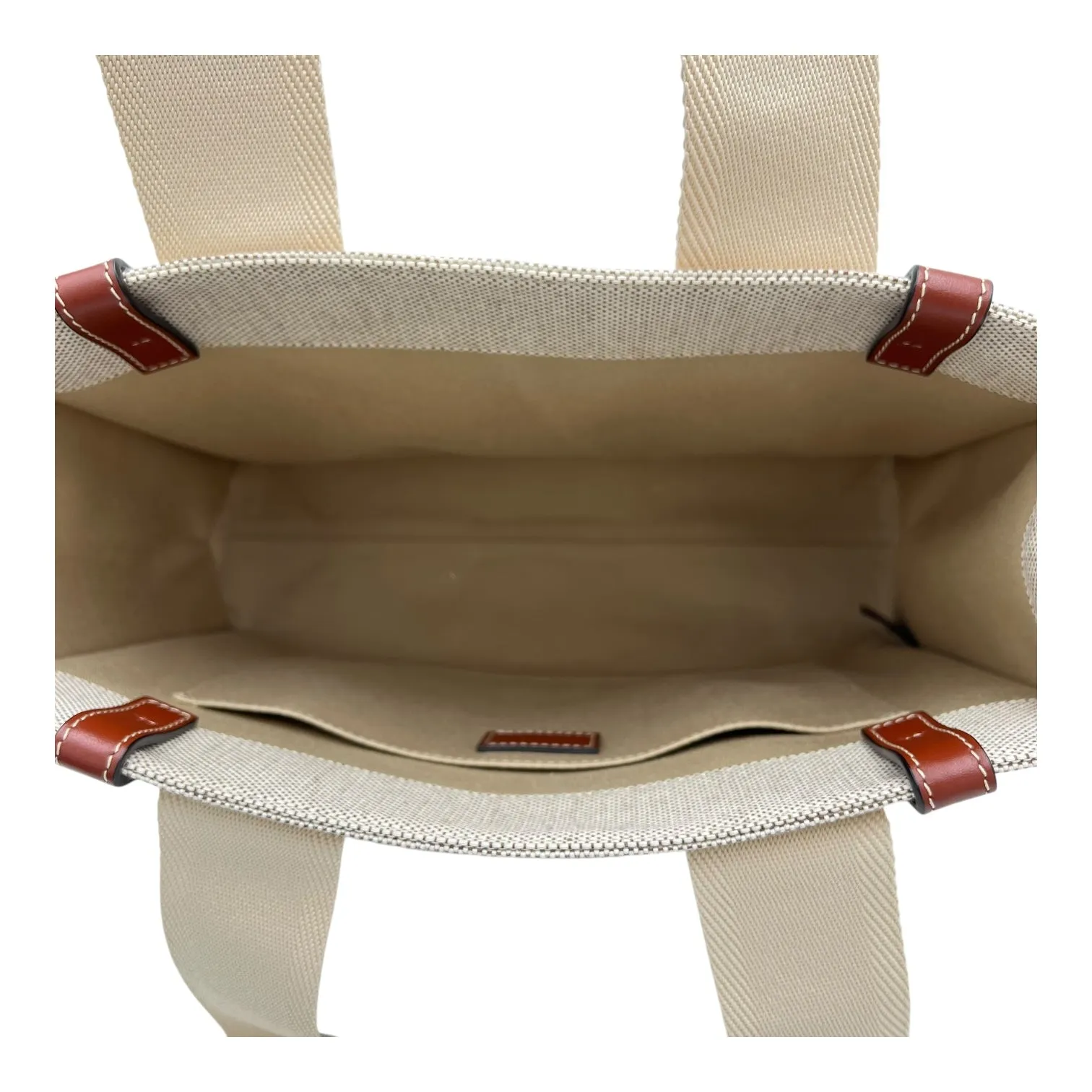 Woody Medium Brown Tote Bag in Canvas, Silver hardware