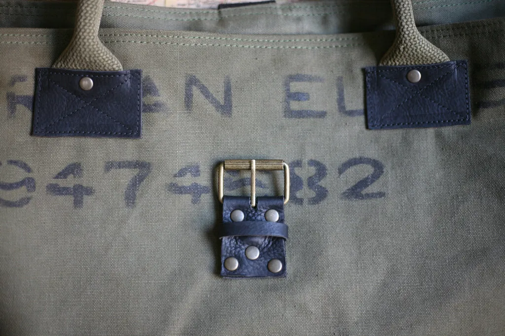 WWII era Canvas and Leather Carryall - SOLD