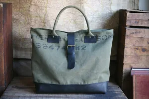 WWII era Canvas and Leather Carryall - SOLD