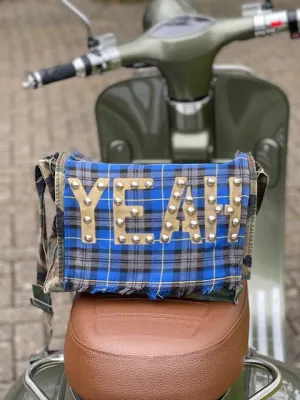 'YEAH' Camo   Blue Tartan Messenger Bag