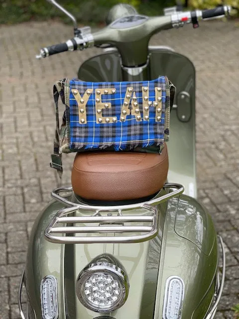 'YEAH' Camo   Blue Tartan Messenger Bag