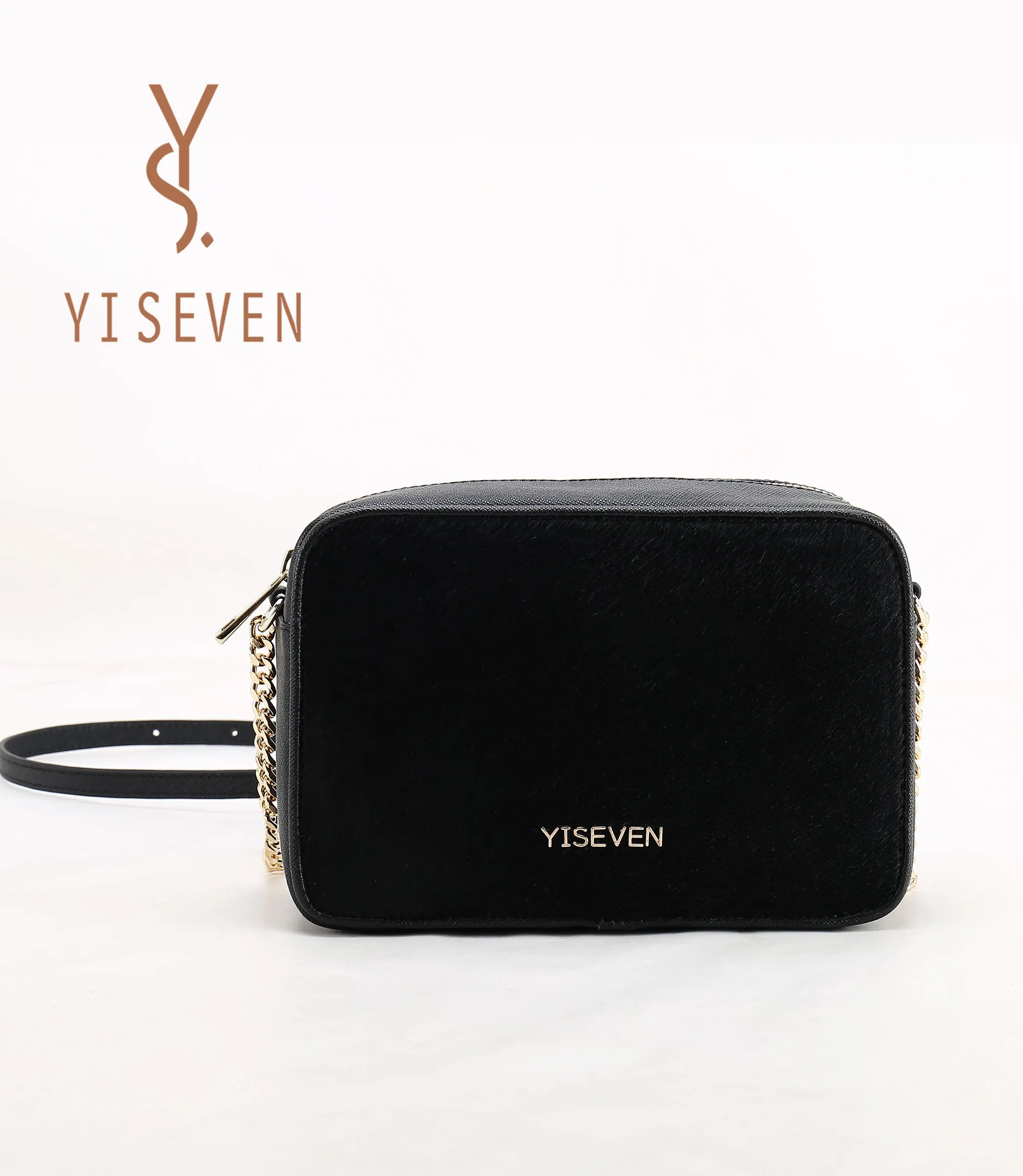 YISEVEN Womens Black Leather Handbag, Genuine Cowhide & Horse Hair