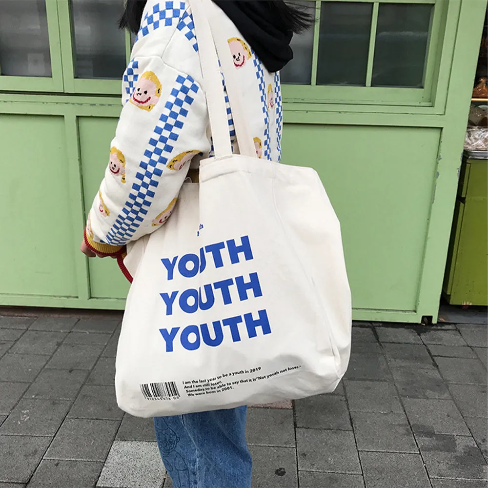 Youth Print Canvas Tote Bag