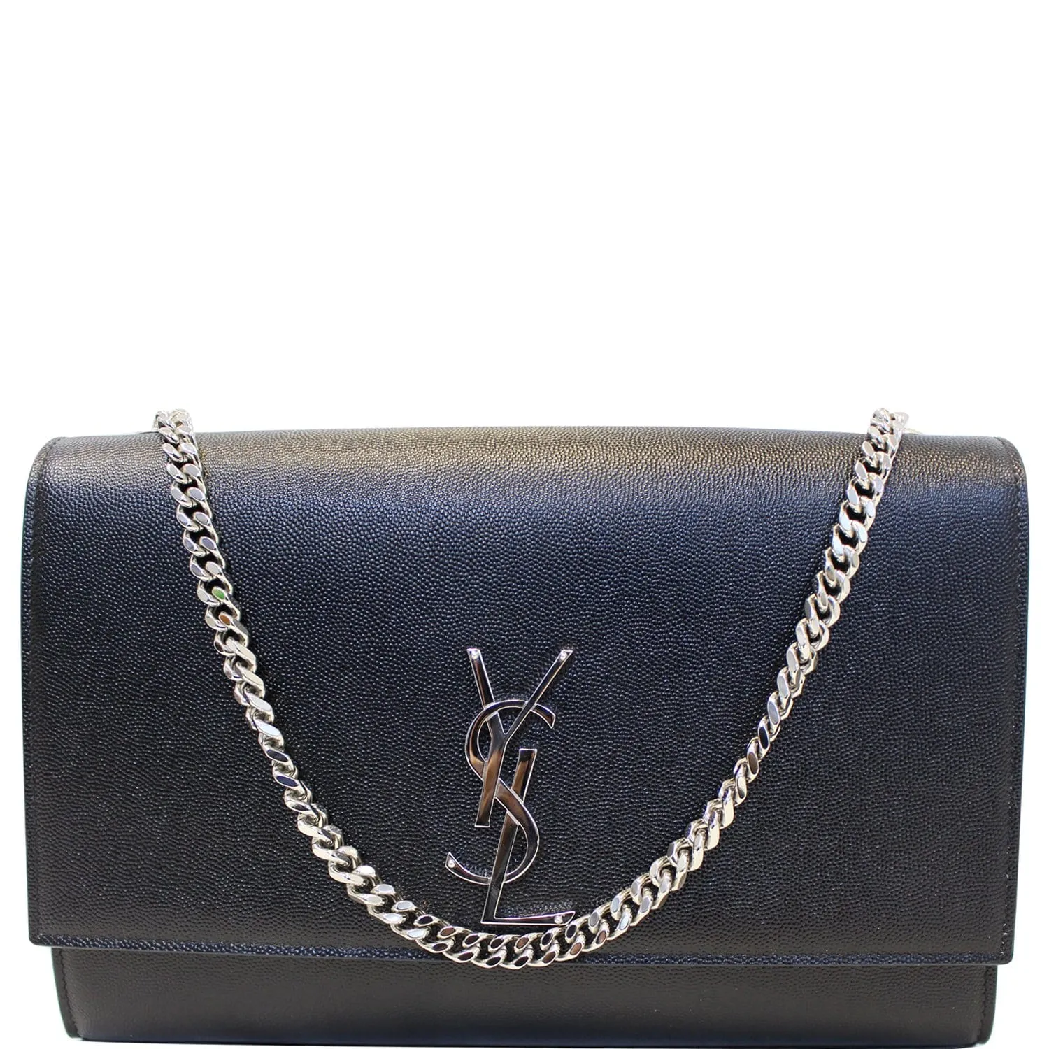 YVES SAINT LAURENT Kate Large Grain De Poudre Leather Shoulder Bag Black