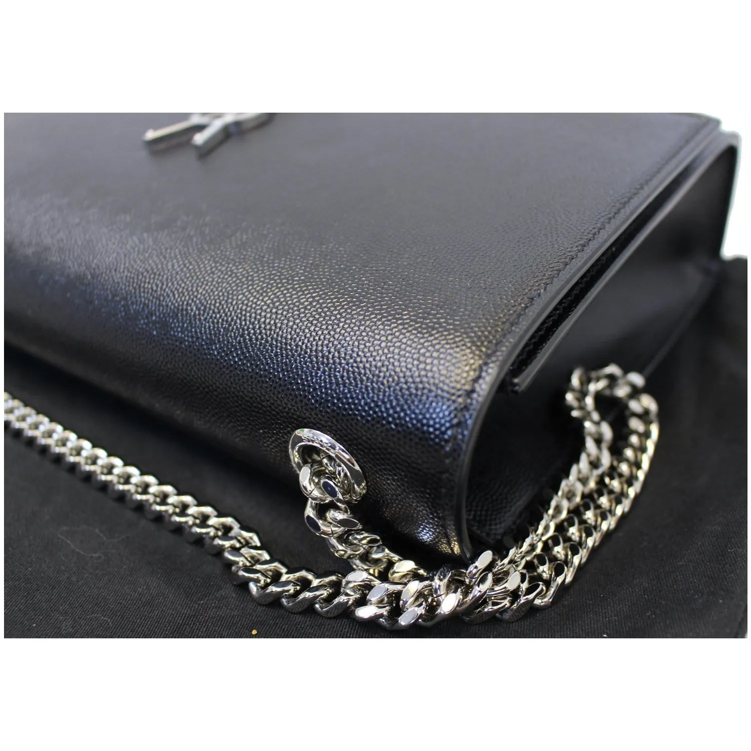 YVES SAINT LAURENT Kate Large Grain De Poudre Leather Shoulder Bag Black