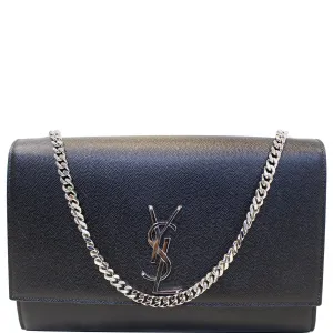 YVES SAINT LAURENT Kate Large Grain De Poudre Leather Shoulder Bag Black