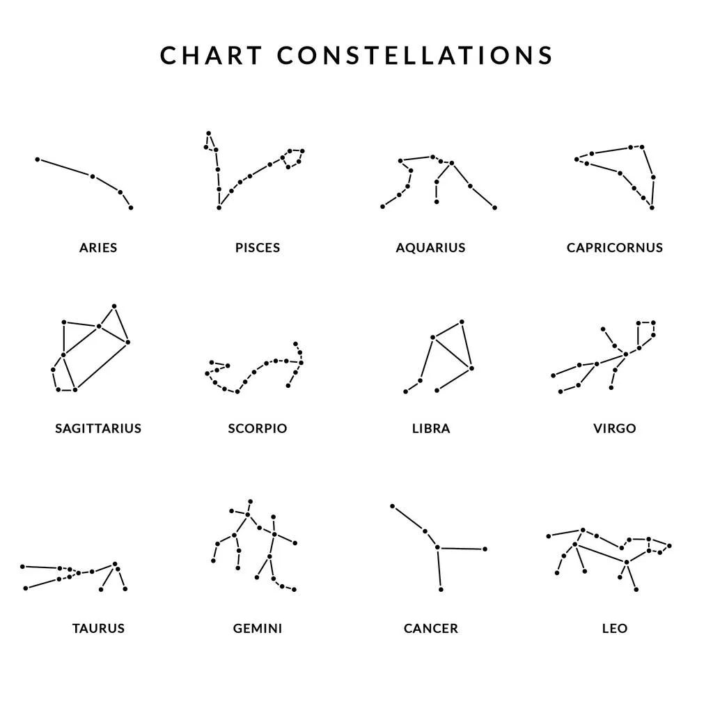 Zodiac Constellations Star Sign Make Up Bag