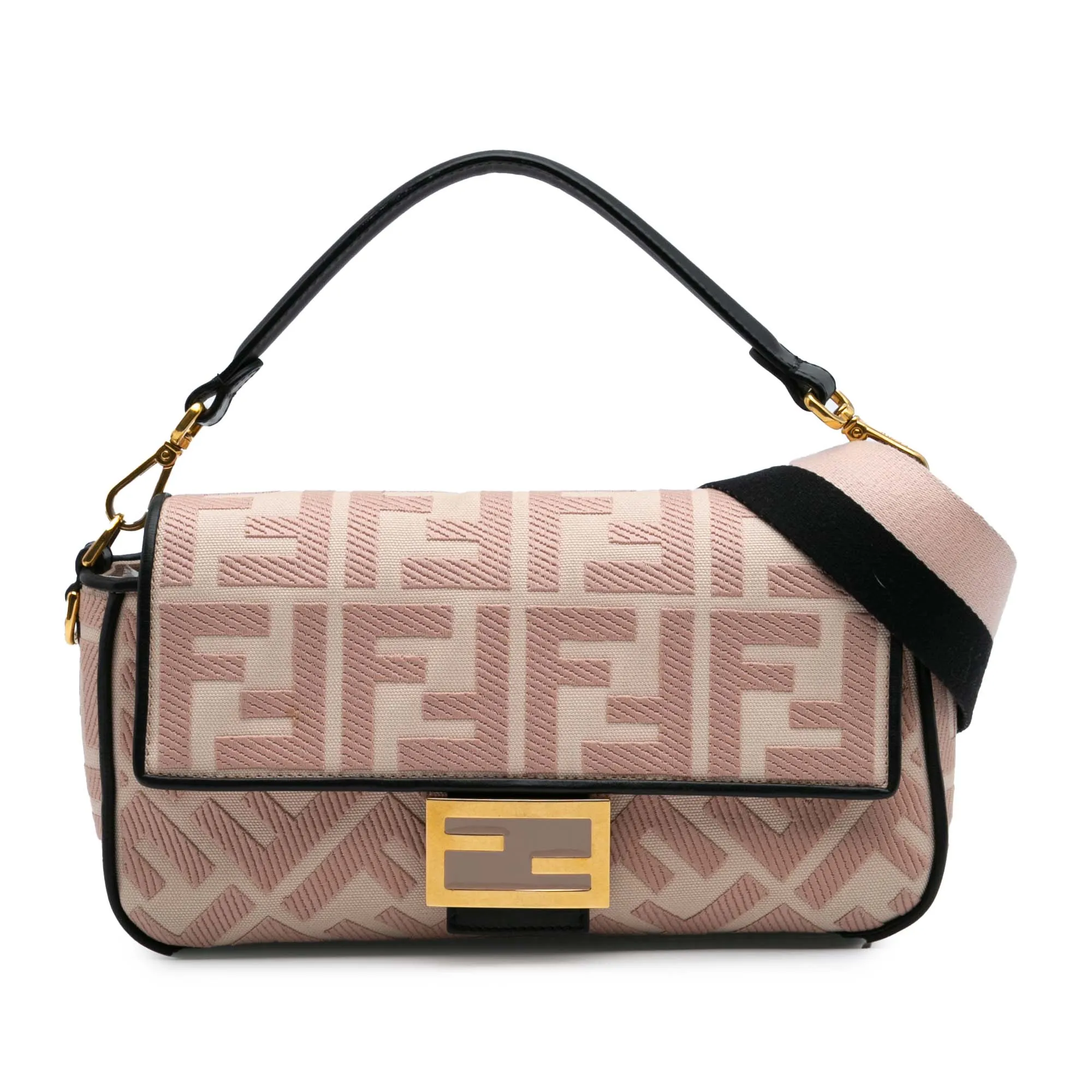Zucca Embroidered Canvas Baguette Satchel