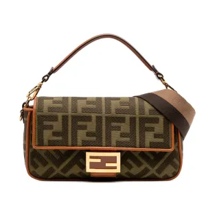 Zucca Embroidered Canvas Baguette Satchel