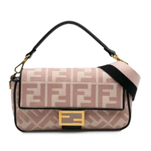 Zucca Embroidered Canvas Baguette Satchel