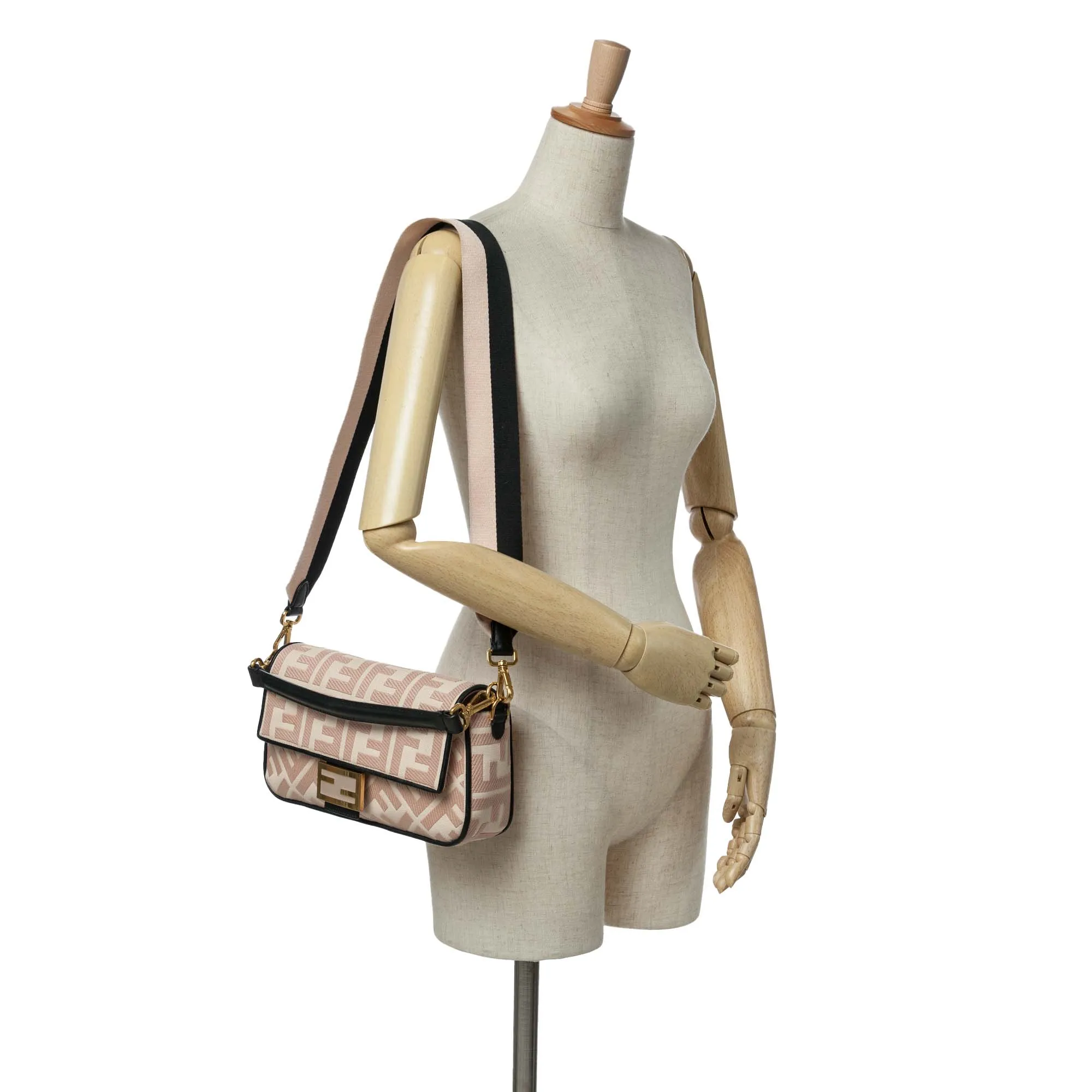 Zucca Embroidered Canvas Baguette Satchel