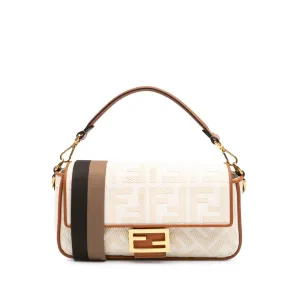 Zucca Embroidered Canvas Baguette Satchel