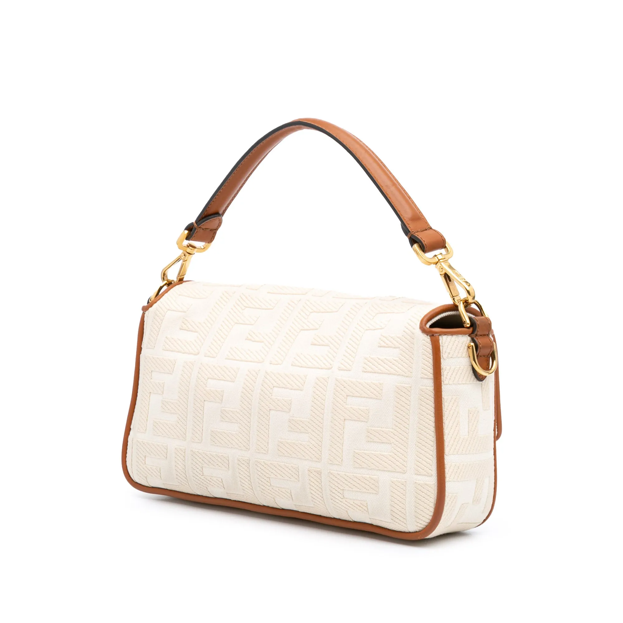 Zucca Embroidered Canvas Baguette Satchel
