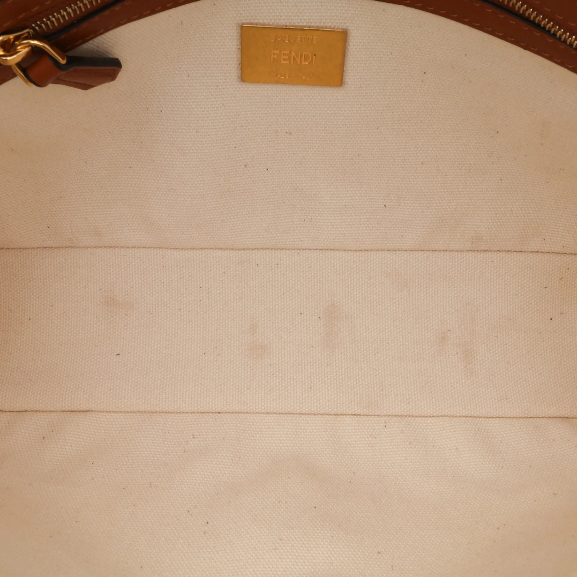 Zucca Embroidered Canvas Baguette Satchel