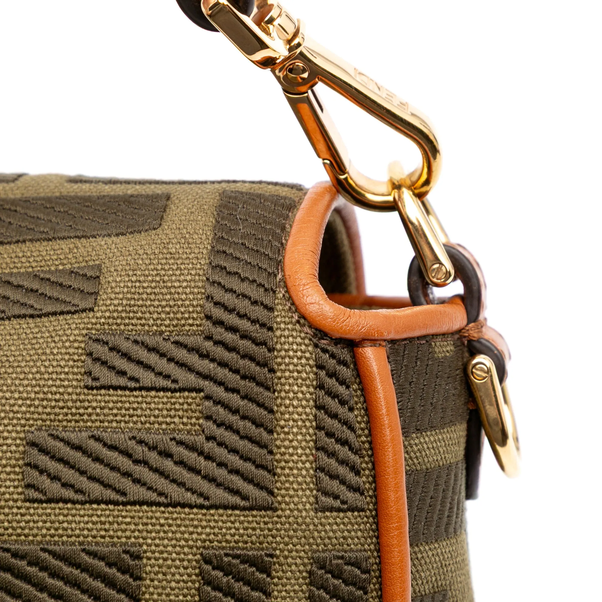 Zucca Embroidered Canvas Baguette Satchel