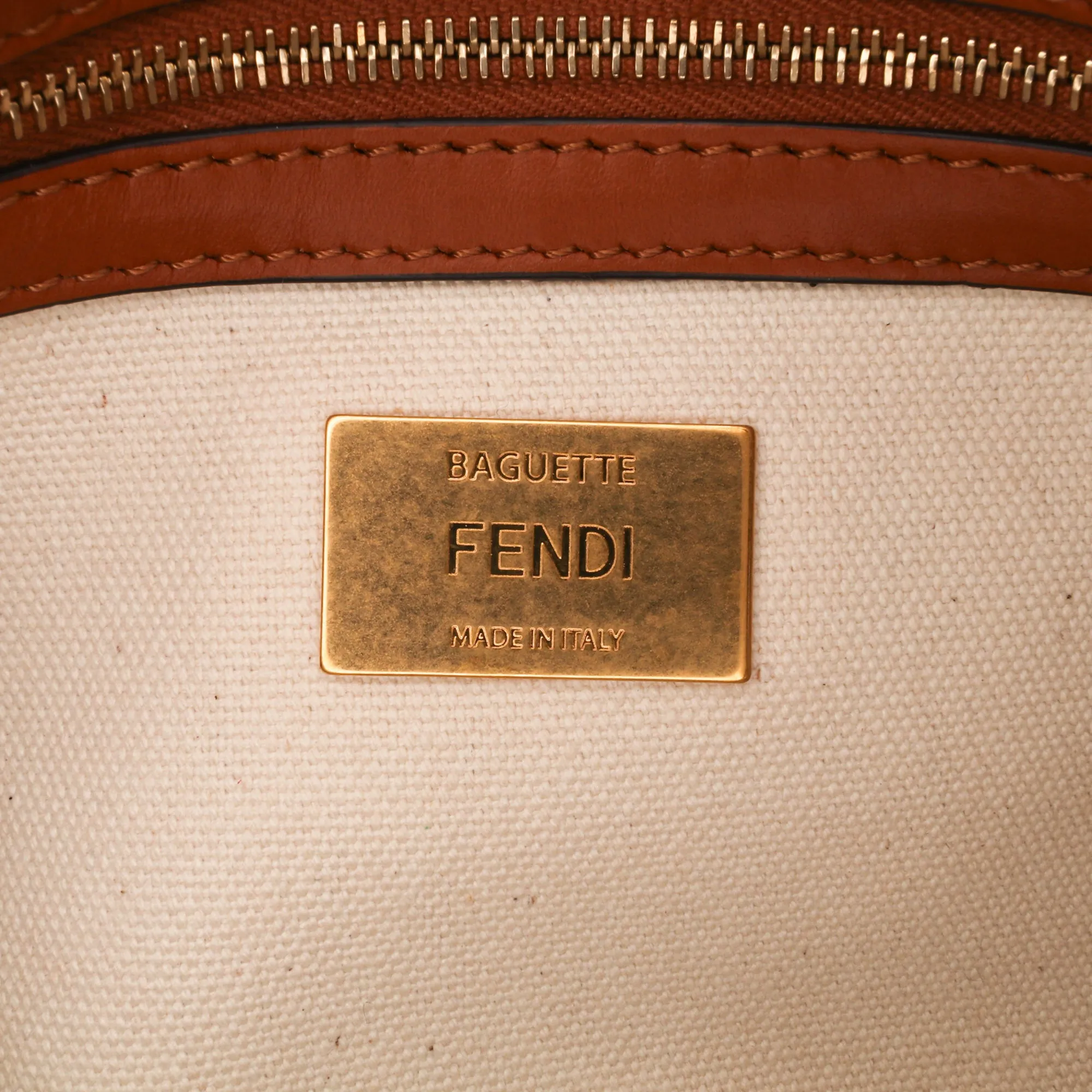 Zucca Embroidered Canvas Baguette Satchel