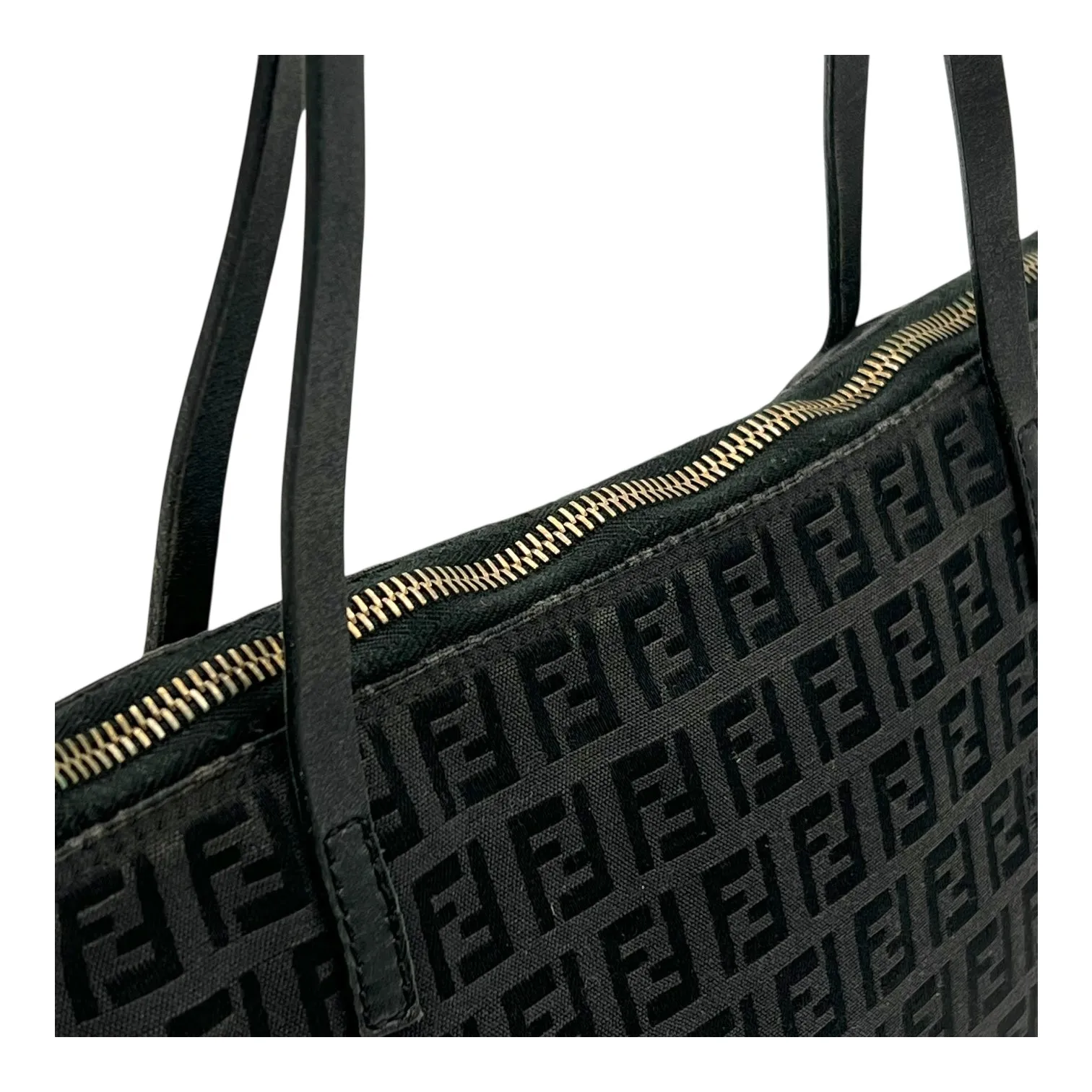 Zucca Tote Bag Black in Canvas, Gold hardware